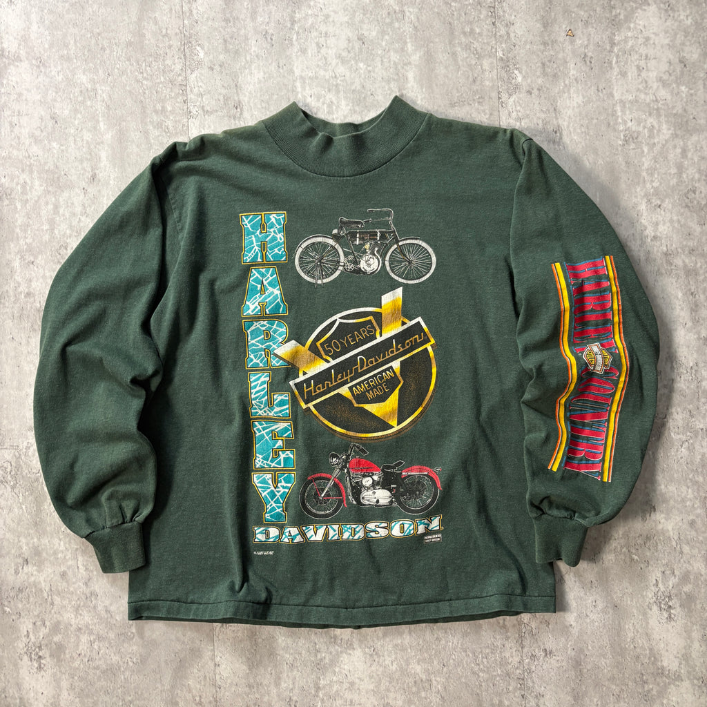 90s HARLEY DAVIDSON GREEN LONG SLEEVE