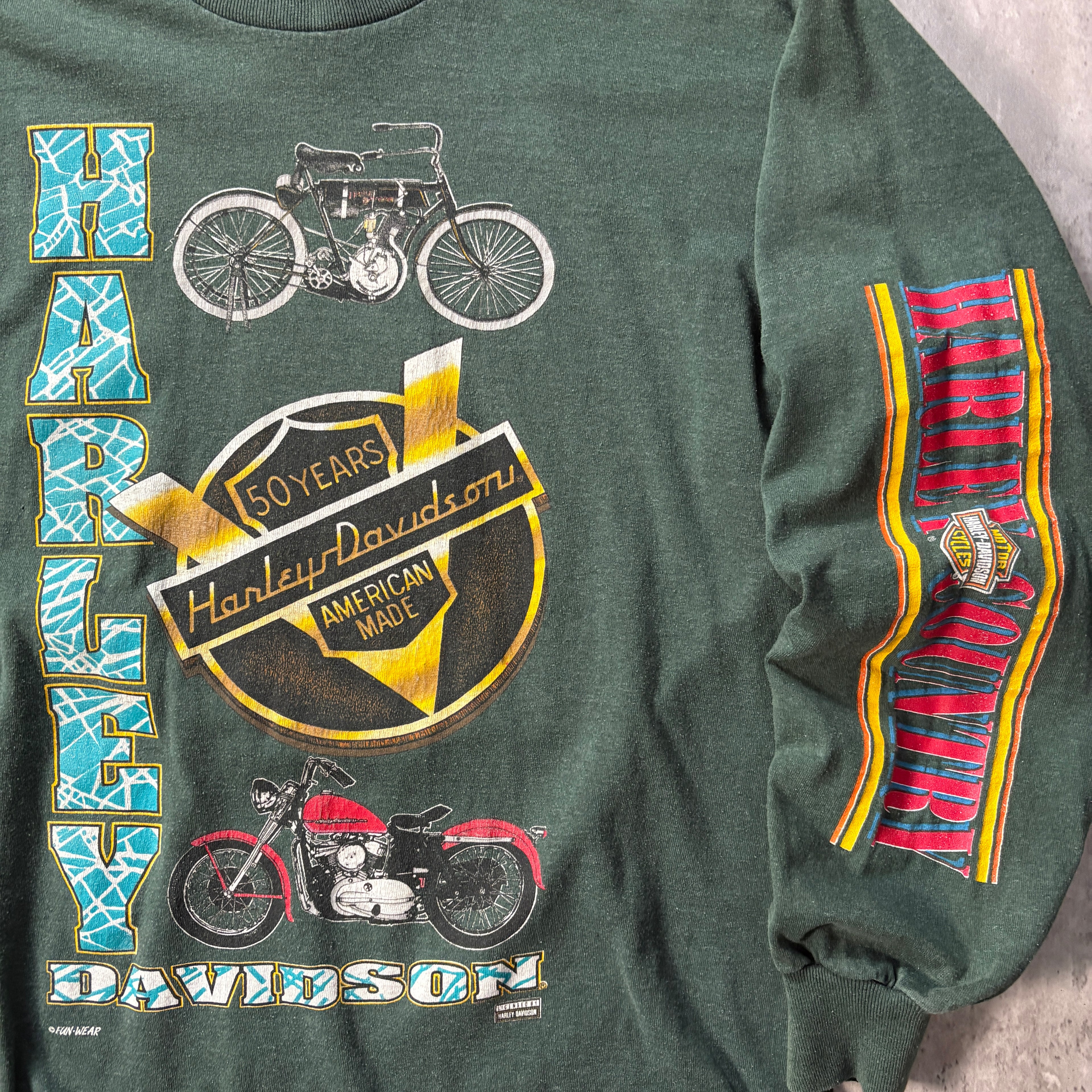 90s HARLEY DAVIDSON GREEN LONG SLEEVE