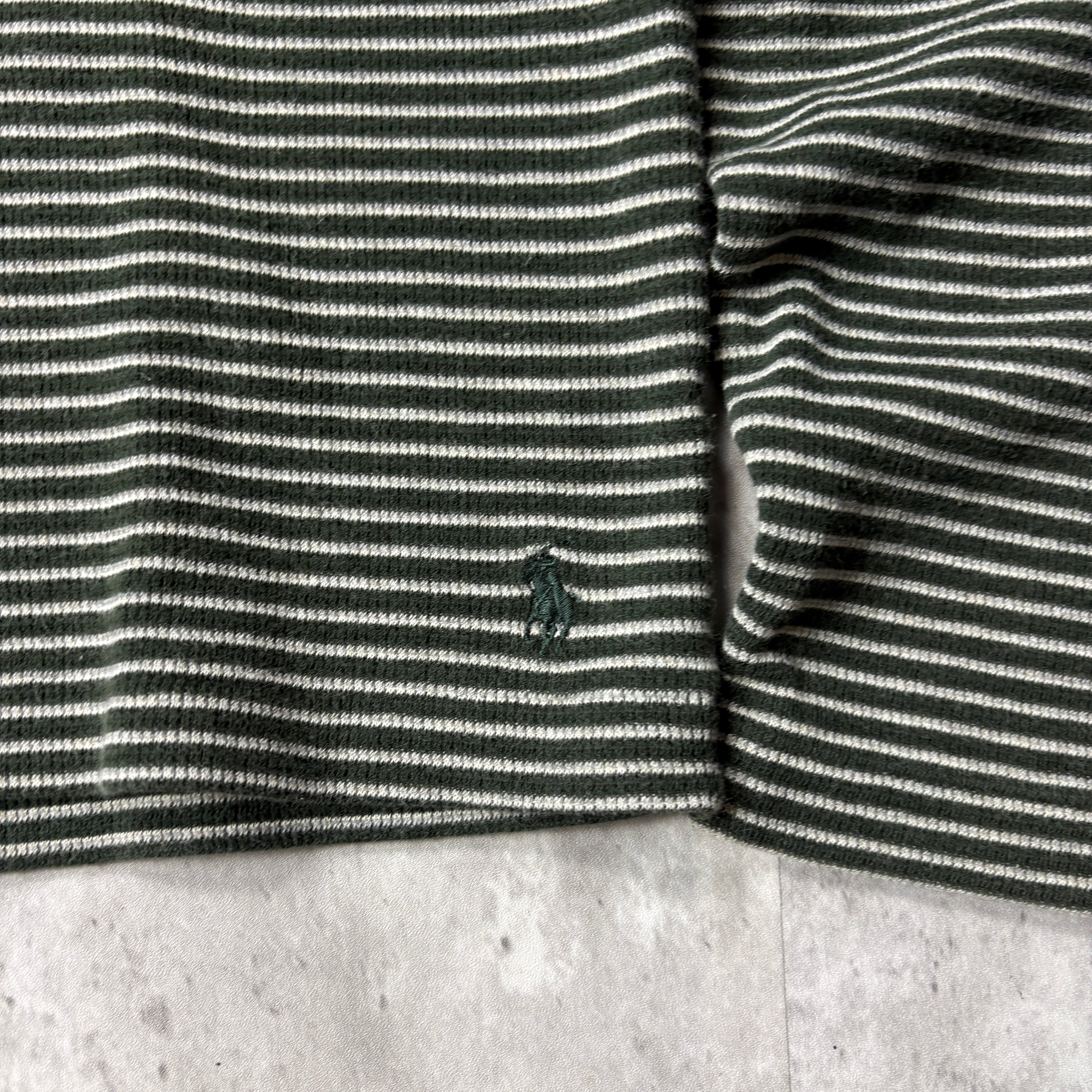 VINTAGE POLO GREEN STRIPED LONG SLEEVE