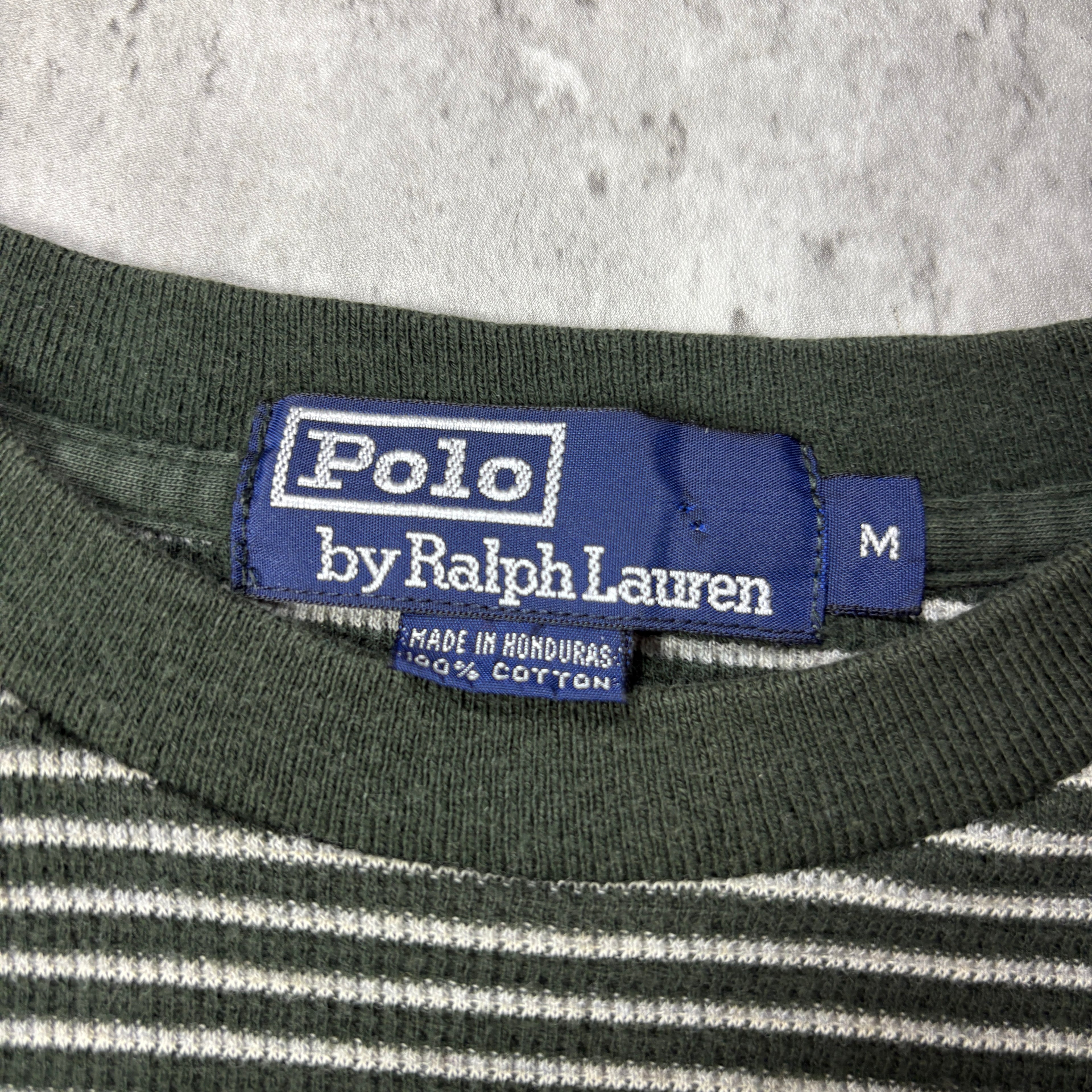 VINTAGE POLO GREEN STRIPED LONG SLEEVE